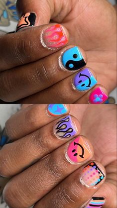 Groovy Short Nails, Short Nails For Kids 9-10, Kids Nails Ideas, Groovy Nail Designs Short, Cute Nails For Kids 7-8, Nail Designs For Kids, Kids Manicure Ideas, Kids Acrylic Nails, Summer Nails 2024 For Kids