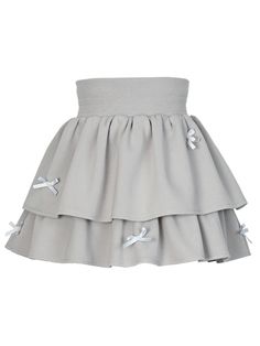 Step into timeless elegance with our High Waist Gray Bowknots Tiered Skirt with Undies. This exquisite piece features a flattering high-waist design that accentuates your silhouette, while the delicate bowknots add a touch of charm and femininity. The tiered layers create a graceful, flowing effect, perfect for twirling and making a statement. Complete with matching undies, it offers an all-in-one solution for a polished and cohesive look.  Garment Size   	 		 			Size 			S 			M 			L 		 		 			Ful Elegant Spring Skort With Gathered Skirt, Elegant Flared Mini Skirt With Elastic Waistband, Elegant Flared Skort With Gathered Details, Elegant Tiered Skirt With Elastic Waistband, Summer Mini Skirt With Bow Detail, Summer Mini Skirt With Bow, Elegant Spring Skort With Elastic Waistband, Flared Skirt With Bow Detail, Elegant Spring Mini Skirt With Bow