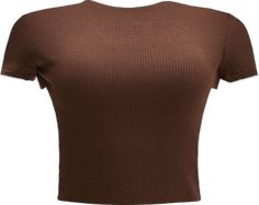 Trendy Long Sleeve Knit T-shirt, Knitted Short Sleeve Tops For Fall, Brown Knitted Crew Neck Top, Solid Knitted Crew Neck Top, Short Sleeve Crop Top For Fall, Ribbed Short Sleeve Tops For Winter, Trendy Brown Crew Neck Top, Trendy Short Sleeve Ribbed Sweater, Basic Solid Knit Tops