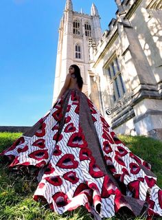 We are all about making a statement and keeping it classy. And this dress says nothing but Now behold the Queen. Our Queen Aminatu (Women’s Ball Gown/Dress In White, Red Hearts And Brown African Ankara Print Pattern) is a Perfect wedding and/ or Prom dress. Empress Fashion, Africa Fashion Style, Ball Gown Dress, Ankara Gowns, Best African Dresses, Silver Jubilee, Ankara Gown Styles, African Wedding Dress, African Fashion Traditional