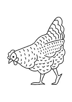 a black and white drawing of a chicken