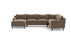 the sectional sofa is made from fabric and has black legs