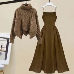 modname=ckeditor Coffee Date Outfits, Knitted Shirt, Coffee Sweater, Date Outfits, Knit Sweater Dress, Style Mistakes, Women Set, Spring And Autumn, Two Piece Set