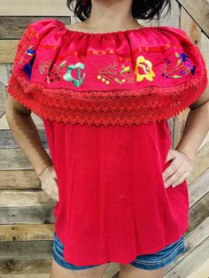 Popular peasant blouse, made with corrugated blanket of different colors. The top part has handmade embroidered strip with cotton lace. Wear it 3 different ways! See pictures and fall in love with it! Embroidery designs may vary. Size Wide Length Small 21 in 21.5 in Medium 23 in 23.5 in Large 24 in 25.5 in X-Large 26 in 27.5 in Summer Peasant Top With Embroidered Border, Traditional Floral Embroidered Top For Cinco De Mayo, Cinco De Mayo Embroidered Short Sleeve Tops, Multicolor Embroidered Peasant Top, Peasant-style Embroidered Cotton Top For Beach, 5 De Mayo, Mexican Dresses, Peasant Blouse, Green Turquoise