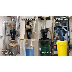 three different types of water filtrators are shown in this image and labeled below