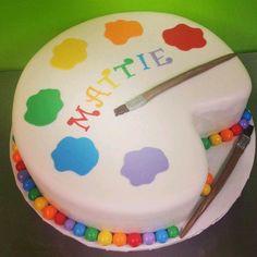 a birthday cake decorated with multicolored candies