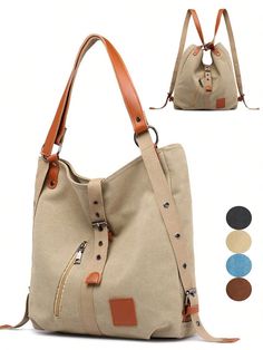 Specifications: 
Material: Canvas+ Polyester Cotton Lining
Size: Approx. 12.60" x 4.33" x 13.78"(32cm x 11cm x 35cm)
Optional Color: As Pictures Shown
Closure Type: Buckle
Care Instructions: Hand Wash only
 

Features:
[Classic Durability]Made of durable canvas cloth, this handbag ensures reliability and longevity.The longer you use it, the softer the canvas will become.

[Large Capacity & Lightweight]With its generous size and weightless, this bag provides hassle-free storage for all your essen Large Capacity Crossbody Canvas Backpack, Large Capacity Canvas Crossbody Backpack, Beige Satchel Backpack With Large Capacity, Functional Canvas Backpack With Removable Pouch, Multifunctional Bags For Everyday Use, Multifunctional Everyday Canvas Shoulder Bag, Multifunctional Canvas Shoulder Bag, Multifunctional Shoulder Bag For Everyday Use, Everyday Use Multifunctional Bag