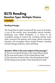 an orange and white book with the title ielts reading question type multiple choice