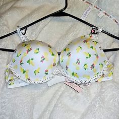 Brand New Adorable Lemons And Black And White Polka Dot Pattern, Push Up Bra Size 36b Never Worn New With Tags Summer Yellow Bra With Comfort Fit, Yellow Summer Bra, Summer Yellow Bra, Spring Victoria's Secret Padded Bra, Victoria's Secret Spring Stretch Bra, Victoria's Secret Padded Bra For Spring, Victoria's Secret Spring Padded Bra, Victoria's Secret Padded Bra, Yellow Fitted Bra For Spring