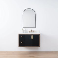 Sidney SLIM 36 Wall Mount Matte Black Bathroom Vanity, Right Sink - Teodor Vanities United States Black Bathroom Vanities, Matte Bathroom, Matte Black Bathroom Vanity, Narrow Bathroom Vanities, Modern Black Bathroom, Black Bathroom Vanity, Bathroom Vanity Storage, Green Vanity, Black Vanity Bathroom