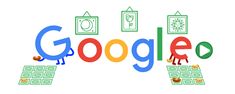 the words google spelled out in front of some cartoon characters with money and clocks on them