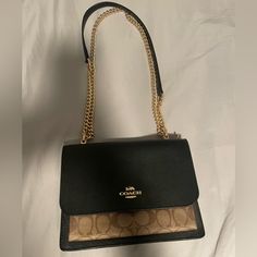 Brand: Coach Never Been Used But Does Not Have Tags Been Sitting In My Closet. Would Love For It To Go To A Good Home. Can Be A Shoulder Bag Or A Cross Body Bag! Coach Bags Black, Bags Coach, Bags Black, A Cross, Cross Body Bag, Body Bag, Coach Bags, Gold Chain, Gold Chains