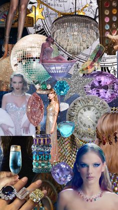 a collage of photos with different types of jewelry and women's hands holding wine glasses