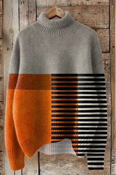 🔥2024 New Art Print Knit Turtleneck Pullover Sweater✨ 💃It's time to refresh your wardrobe✨ 💯High quality with a big discount💕 Colorblock Sweater Pattern, Color Trend 2024, Colorwork Sweater, Color Block Art, Summer Suit Women, Colorblock Sweater, Turtleneck Pullover, Japanese Dress, Sweater Trends