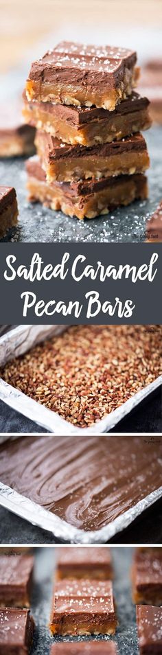 salted caramel pecan bars on a baking sheet