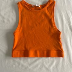 Bright Orange, Never Worn, Super Comfy, And Stretchy. Zara Stretch Cotton Crop Top, Zara Basic Stretch Crop Top, Fitted Orange Zara Top, Basic Orange Tops For Summer, Zara Summer Crew Neck Crop Top, Zara Crew Neck Crop Top For Summer, Zara Orange Casual Top, Casual Orange Zara Top, Basic Zara Crop Top For Summer