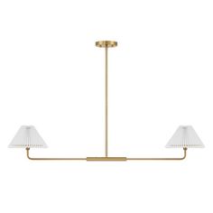 the three light brass chandelier with white shades