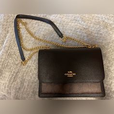 Coach Leather Purse With Gold Chain Strap. Strap Has A 22” In. Drop Can Be Worn Short Or Long.. Crossbody Or Shoulder Bag. Has Lots Of Space, Love This Bag But Never Use It (She’s Too Pretty To Be In My Closet!) Coach Clutch Bag With Chain Strap, Coach Evening Bags With Chain Strap, Coach Luxury Shoulder Bag With Chain Strap, Chic Coach Shoulder Bag With Chain Strap, Luxury Coach Shoulder Bag With Chain Strap, Coach Rectangular Shoulder Bag With Chain Strap, Coach Crossbody Bag With Chain Strap, Designer Coach Shoulder Bag With Chain Strap, Coach Formal Shoulder Bag With Chain Strap