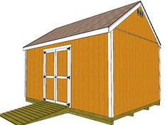 a small shed with the door open and steps leading up to it's side