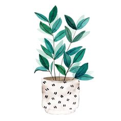 Plant in a Pot I Poster Print - Melissa Wang-VARPDX162173Z Image 1 Paintings Of Plants Art, Potted Plants Painting, Plant Art Prints, House Plant Art, Plant Aesthetics, Plant In A Pot, Water Coloring, Plant Art, Small Art