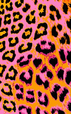 an animal print pattern in pink, yellow and black