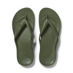 Khaki Green - Arch Support Flip Flops Comfortable Everyday Flip Flops With Arch Support, Comfortable Flip Flops With Arch Support For Everyday, Comfortable Cushioned Flip Flops For Everyday, Casual Everyday Toe Post Flip Flops, Comfortable Green Flip Flops With Textured Footbed, Adjustable Flip Flops With Arch Support For Everyday, Casual Toe Post Flip Flops, Casual Green Flip Flops With Arch Support, Comfortable Toe Post Slippers With Arch Support