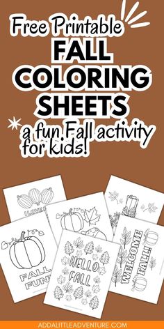 Free Printable Fall Coloring Pages - a fun Fall activity for kids! Cute Fall Coloring Pages, Free Printable Fall Coloring Pages, Fall Coloring Pages For Kids, Sunday School Printables, Fall Coloring Sheets, Autumn Things, Free Fall Printables, Free Printable Coloring Sheets, Fall Coloring