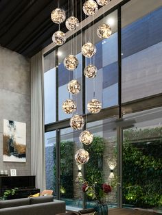 bubble ball chandelier Duplex Living Room, Ball Ceiling Light, Staircase Hallway, Hallway Staircase, Bubble Ball, Starry Lights, Kitchen Chandelier, Glass Light Fixture, Dining Room Pendant