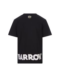 Barrow short-sleeved t-shirt made of black cotton and decorated with logo on the chest, holographic logo on the back and contrasting Barrow lettering printed on the back bottom. Composition: 100% Cotton Sporty Short Sleeve T-shirt With Logo Lettering, Urban Short Sleeve Logo T-shirt, Urban Style Short Sleeve Logo T-shirt, Black Logo Lettering Tops For Streetwear, Logo Short Sleeve Tops For Streetwear, Logo Tops For Streetwear With Short Sleeves, Short Sleeve Logo Tops For Streetwear, Short Sleeve Tops For Streetwear, Urban Short Sleeve Top With Logo