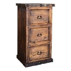 a wooden cabinet with three drawers on one side and an open drawer on the other