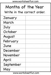 months of the year worksheet for students to practice their writing and spelling skills