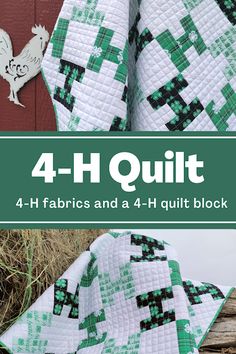 the cover of 4 - h quilt is shown in green and white