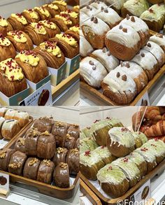 different types of pastries and desserts on display