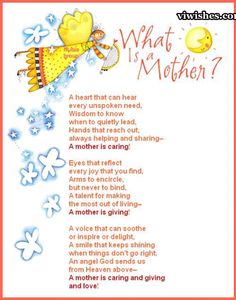 a poem that says what is a mother? with an image of a bird flying above it