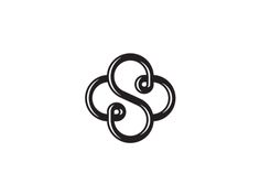 the letter s is made up of two intertwined circles, and has a black outline on