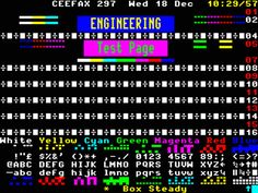 an old computer screen with the words engineering and numbers in different colors on black background