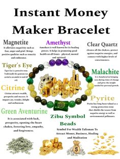 Crystals For Luck, Gemstones Chart, Himalayan Quartz, Instant Money, Crystal Healing Bracelets, Healing Bracelets