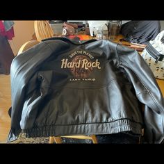 Excellent Condition. Full Leather Bomber Rock And Roll Long Sleeve Streetwear Outerwear, Fall Rock And Roll Style Outerwear For Streetwear, Rock And Roll Style Outerwear For Fall Streetwear, Black Rock And Roll Winter Outerwear, Rock And Roll Black Winter Outerwear, Rock Cafe, Hard Rock Cafe, Save The Planet, Lake Tahoe