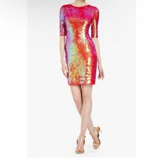 Questions? Leave A Comment Below! Multicolor Sheath Party Dress, Multicolor Short Sleeve Midi Dress For Party, Glamorous Red Short Sleeve Dresses, Red Sequined Mini Dress For Spring, Fitted Summer Midi Dress For Holiday Party, Red Short Sleeve Sequined Dresses, Red Short Sleeve Dresses With Sequins, Multicolor Fitted Holiday Dresses, Fitted Multicolor Holiday Dress