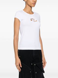 T-Angie cut-out logo T-shirt from DIESEL featuring optical white, stretch-cotton, cut-out detailing, logo patch to the front, round neck, short sleeves and straight hem. Size Info STANDARD Color Detail White Made In China Material Cotton 93%, Elastane 7% Season One Fall-Winter Season Two Fall-Winter Product t-shirts and polos Brand Diesel Size And Fit This piece fits true to size. We recommend you get your regular sizeModel is 1,75m / 5ft 8in wearing size S Diesel T Shirts, Detailing Logo, Trench Dress, Latest Fashion Design, Trench Jacket, Cape Coat, Blazer With Jeans, Knitwear Cardigan, Pant Shirt