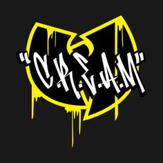 the word c k s m on a black background with yellow paint splatters