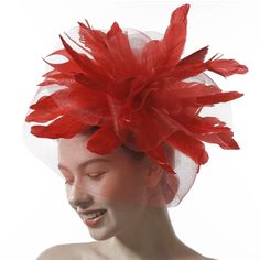 This One Speaks For Itself! And It Screams Glamour Style Class Sophistication Bold Boss And High Fashion! It's Unique And Fabulous! Red Feathered Mini Hat For Evening, Red Feathered Fascinator For Kentucky Derby, Evening Fascinator With Feather Trim, Red Evening Mini Hat With Feathers, Red Feathered Fascinator For Formal Occasions, Fitted Red Feathered Fascinator, Red Feathered Fascinator, Red Feathered Fascinator For Wedding, Red Mini Hats With Feather Trim For Party