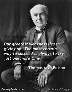 an old man in a suit and bow tie with a quote from thomas a edison