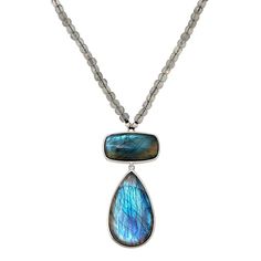 Colleen Lopez 34" Labradorite Beaded Drop Necklace Add a touch of earthy allure to your look with this labradorite necklace. The combination of faceted beads and smooth, geometric stations creates a mesmerizing look that's perfect for any occasion.       Approx. 34"L x 1/8"W; drop approx. 2-1/4"L x 1"W     Stamped .925 sterling silver; rhodium plating     Lobster-claw clasp   Stone Information       All sizes and weights approximate     Labradorite - Square bead (4mm), pear (30x20mm), cushion (2 Labradorite Necklace, Color Bands, Labradorite Beads, Labradorite Necklaces, Square Bead, Wedding Watch, Drop Necklace, Faceted Bead, Lobster Claw