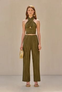 BRIGITTE TOP - SERPENT – CULT GAIA Luxury Pleated Full Length Pants, Luxury Modern Pleated Pants, Luxury Full-length Pleated Pants, Luxury Full-length Pants With Ribbed Waistband, Cult Gaia Cutout Dress, Cult Gaia, Pants Design, Style Mistakes, Slip On