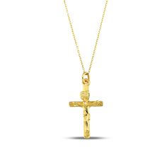 The intricately designed Cross Necklace, skillfully fashioned from 14K Gold, is an elegant and sophisticated accessory that adds a touch of refinement to any ensemble. Featuring a delicate cross pendant gracefully suspended from a fine gold chain, it is suitable for both everyday wear and special occasions. The use of 14k gold not only ensures durability but also imparts a lasting radiance. Here are the key details: Artisanally crafted from 14k solid gold All materials responsibly sourced from t Elegant Gold Crucifix Jewelry, Formal Gold Plated Cross Pendant Necklaces, Gold Plated Cross Pendant Necklaces For Formal Occasions, Yellow Gold Filigree Cross Pendant Necklace, Gold Plated Cross Pendant Necklace For Formal Occasions, Gold Crucifix Necklace In 14k Gold, Yellow Gold Plated Crucifix Jewelry, 14k Gold Crucifix Necklace Fine Jewelry, Elegant Engraved Crucifix Necklace