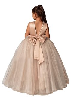 PRICES MAY VARY. Glossy Satin & Soft Tulle Zipper closure Hand Wash Only 🎀FEATURES-Soft and multi-layer tutu design. Chanpagne Flower girls dress features O-neck and backless, a tied belt with a bow-knot on the back. Elegant Girls princess party dress, kids pageant ball gowns. 🎀 PERFECT CHOICE-An absolute princess in this dress. Parents should take a photo of your little princess to commemorate this precious moment, flower girl dress is a great gift for your little princess, granddaughter. Per Girls Dresses For Wedding, Flower Girl Gown, Princess Fashion, Princess Dress Kids, Cheap Party Dresses, Ball Gowns Princess, Birthday Kids