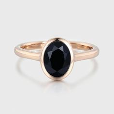 Oval Cut Solitaire Black Onyx Engagement Ring Bezel Set 10k Rose Gold Bridal Promise Anniversary Gift For Women Formal Rose Gold Jewelry With Smooth Bezel, Classic 14k Rose Gold Ring With Bezel Setting, 14k Rose Gold Jewelry With Bezel Setting, Rose Gold Jewelry With Smooth Bezel For Anniversary, Classic Rose Gold Sapphire Ring With Bezel Setting, Elegant 14k Rose Gold Jewelry With Halo Setting, Elegant Rose Gold Sapphire Ring With Bezel Setting, Classic Rose Gold Round Cut Sapphire Ring, Luxury Rose Gold Jewelry With Smooth Bezel