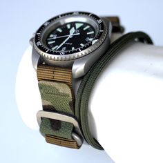 These super comfortable Hawkrigger straps come in a choice of 2 different lug widths 20mm and 22mm.  They are a perfect fit for everyday wear and easily donned with one hand. The proprietary components are designed by myself and made from 316 Marine Stainless Steel. Bespoke custom webbing as a nod to MIL-W-5625K parachute webbing, instantly identified by the black warp yarn centre line that appears as a broken line or 'fleck' in the weave pattern. Each item is stitched with the highest care and attention to detail.  *This listing is for one watch strap, the watch and paracord bracelet pictured is NOT INCLUDED in the sale* D E T A I L S * 2 lug width options of either 20mm or 22mm * Nylon webbing  * 316 marine stainless steel proprietary components * Super comfortable, yet firm on the wrist Static Line, Weave Pattern, Paracord Bracelets, Lace Boots, Paracord, Watch Strap, Jewellery And Watches, Watch Bands, Jewelry Watches