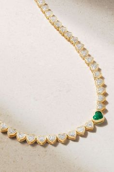 ANITA KO 18-karat gold, diamond and emerald necklace | NET-A-PORTER Luxury Emerald Necklace With Brilliant Cut For Anniversary, Luxury Brilliant Cut Emerald Necklace For Anniversary, Formal Diamond Heart Charm Jewelry, Luxury Diamond Cut Emerald Necklace For Anniversary, Luxury Yellow Gold Diamond Necklace With Heart Charm, Luxury Cubic Zirconia Emerald Necklace For Anniversary, Luxury Cubic Zirconia Necklace For Anniversary, Dazzling Emerald Necklace With Diamond Accents For Anniversary, Luxury Formal Jewelry With Heart Charm